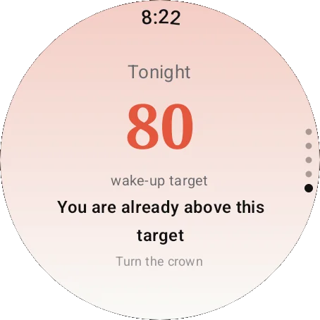 Round watch page for tonight's wake-up target
