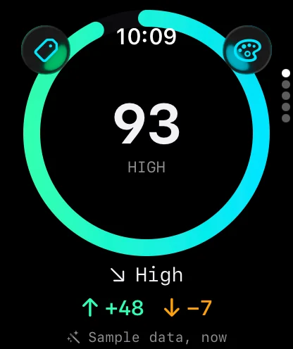 Watch glance in the OLED skin, true black with a bright ring