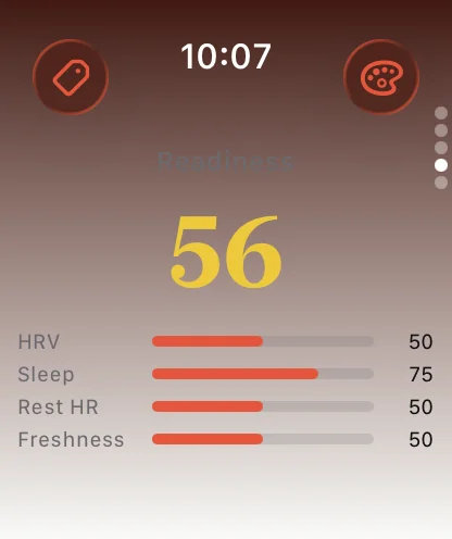 Watch morning-readiness page with heart, sleep and rest inputs